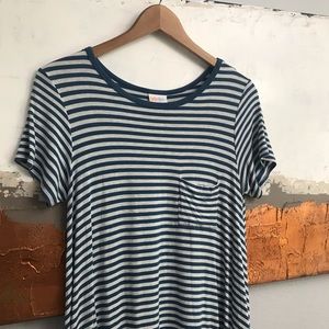 LuLaRoe Dresses - LuLaRoe Carly Blue and Gray Striped Midi Dress LuLaRoe Dresses - LuLaRoe Carly Blue and Gray Striped Midi Dress